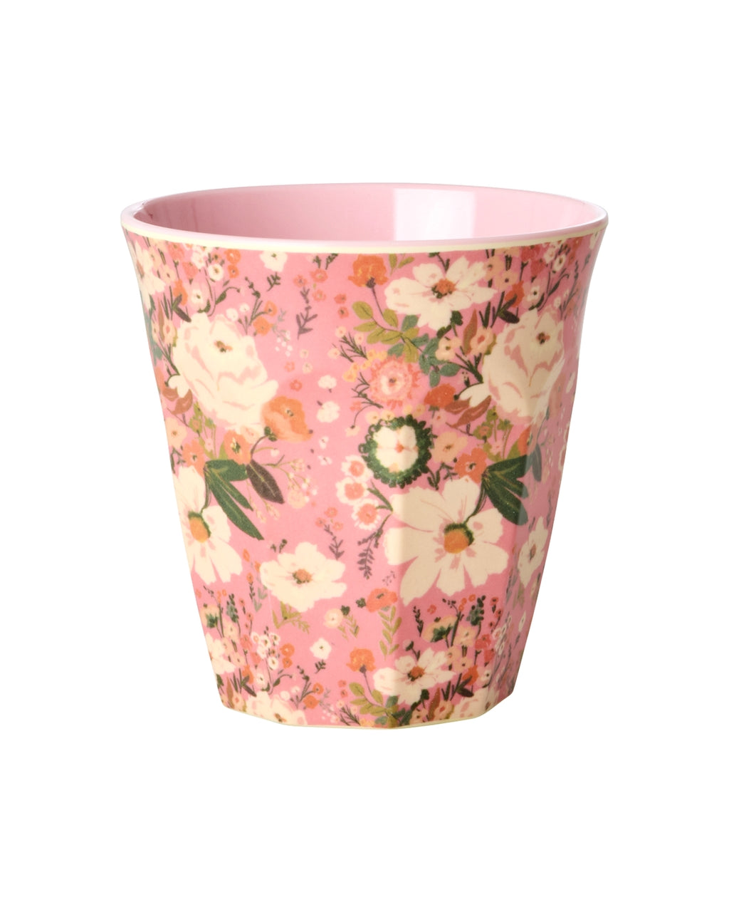 Vaso de melamina - flores rosadas