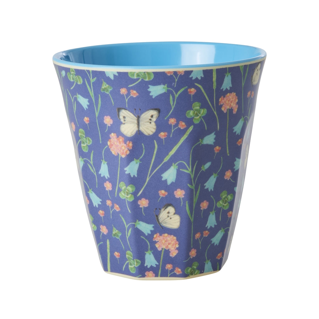 Vaso de melamina - mariposas sobre fondo azul