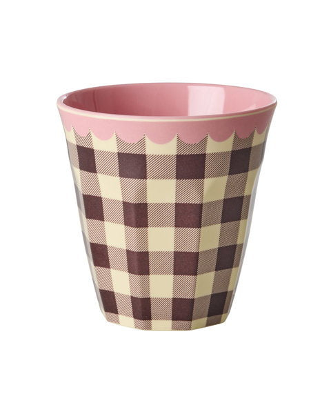 Vaso de melamina - cuadrillé y orilla con ondas