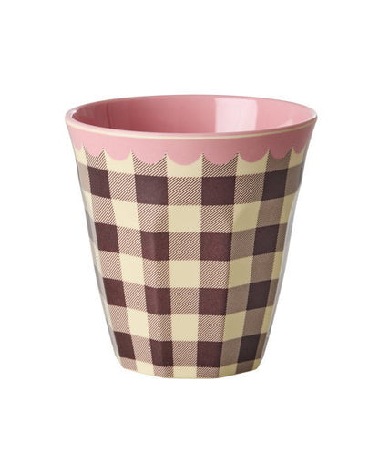 Vaso de melamina - cuadrillé y orilla con ondas