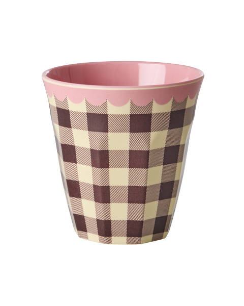 Vaso de melamina - cuadrillé y orilla con ondas