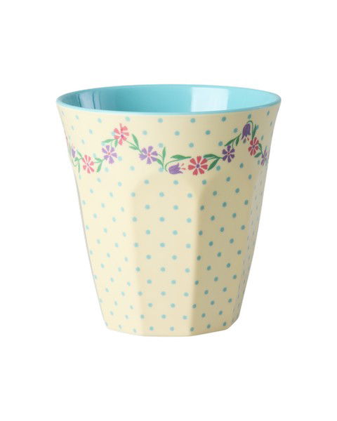Vaso de melamina - puntos y flores pequeñas