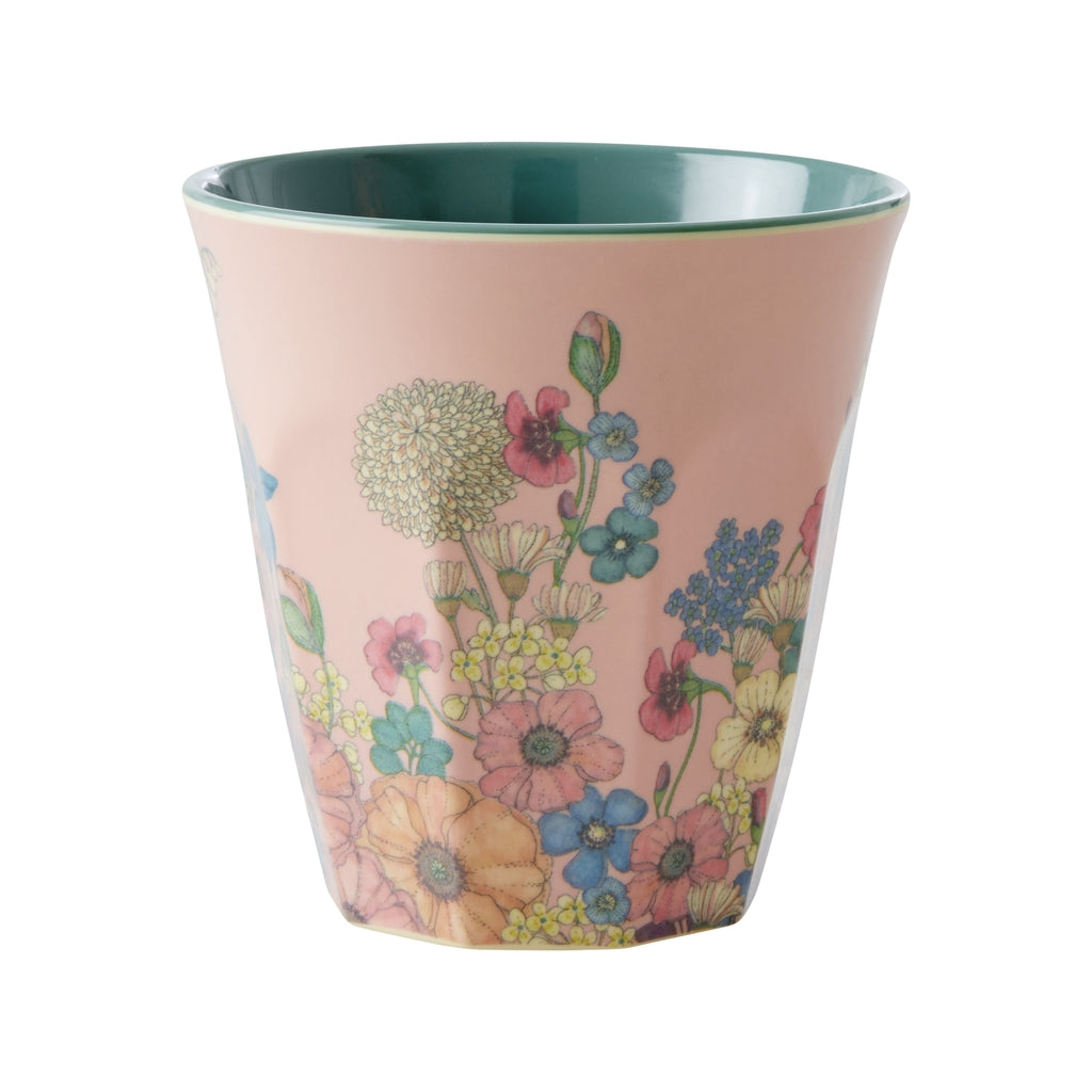 Vaso de melamina - collage de flores sobre  rosado