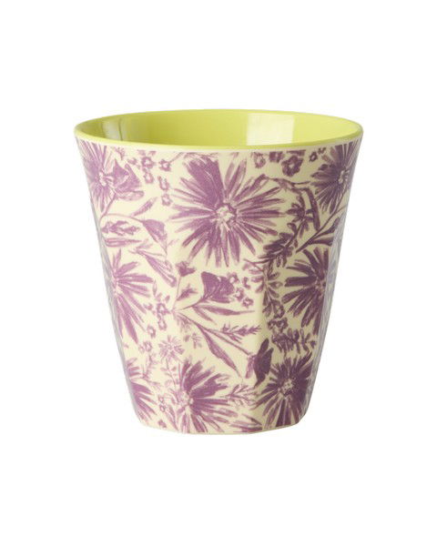 Vaso de melamina - flores moradas