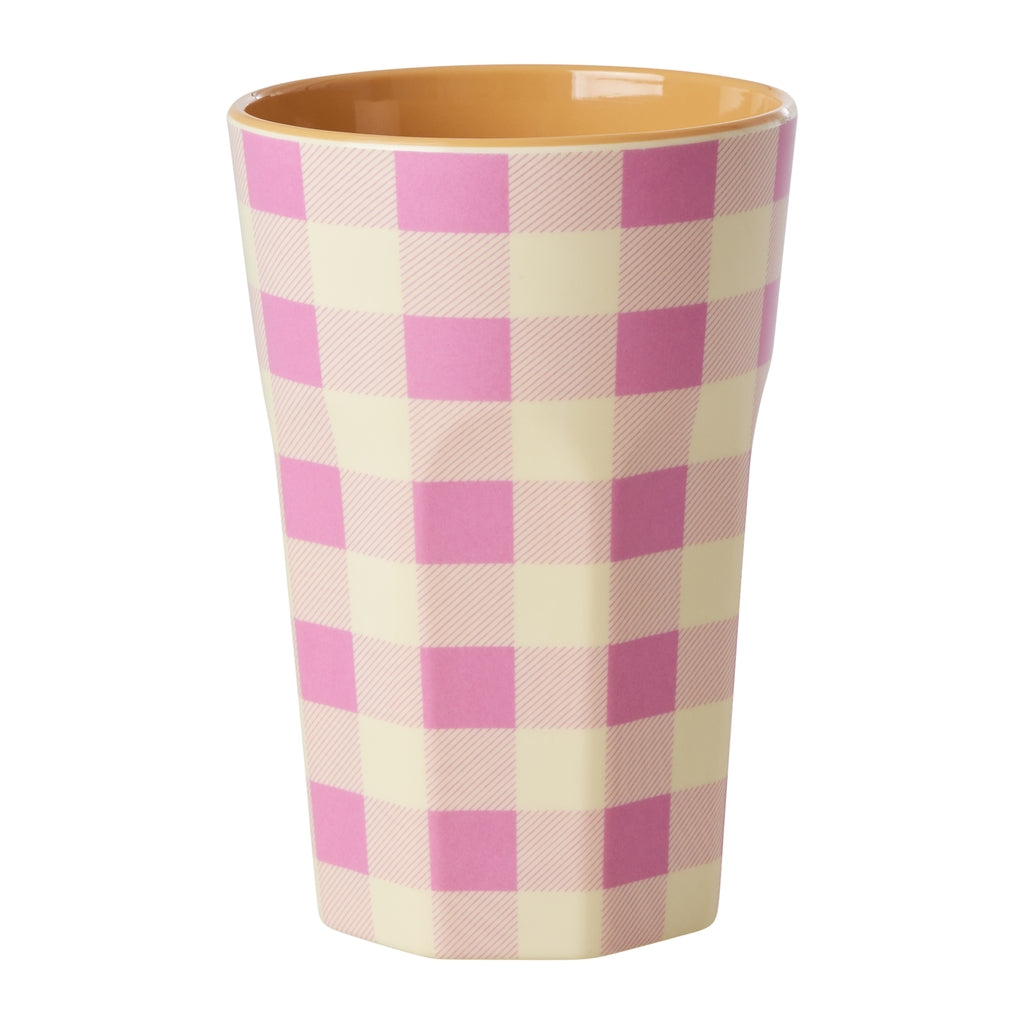 Vaso de melamina alto - cuadrillé rosado