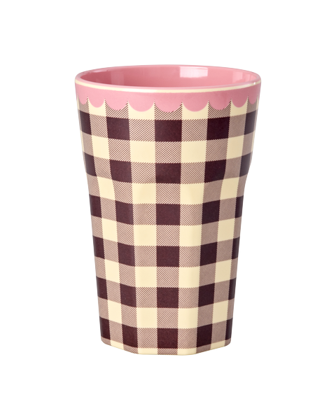 Vaso de melamina alto - cuadrillé y orilla con ondas