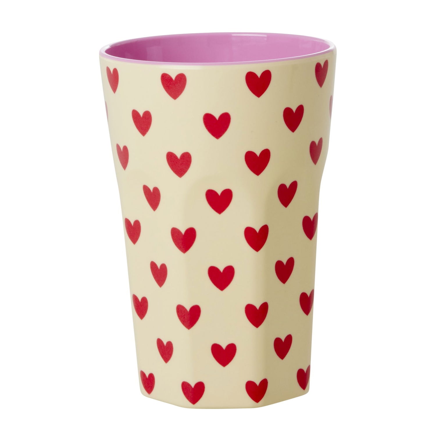 Vaso de melamina alto - corazones rojos pequeños