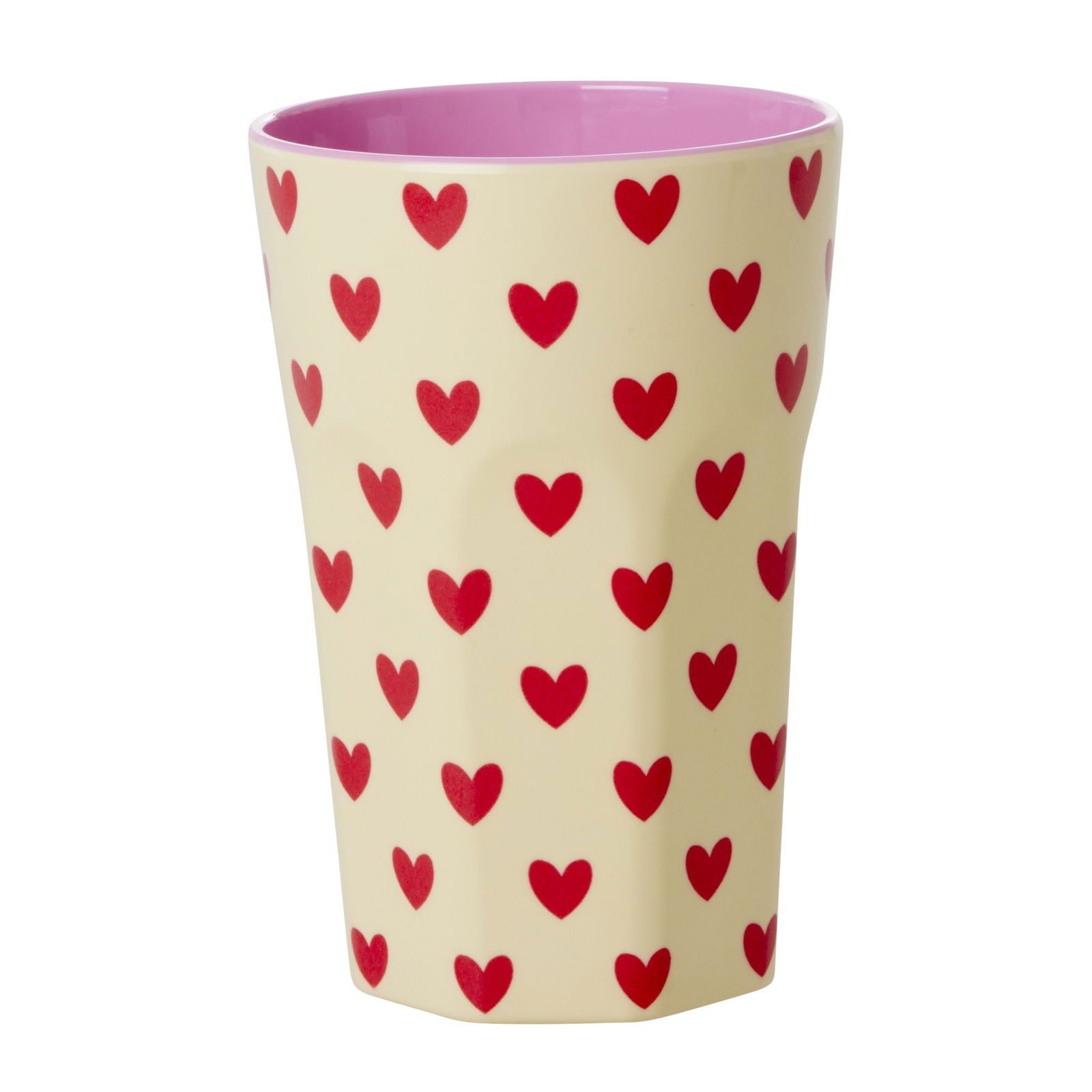 Vaso de melamina alto - corazones rojos pequeños
