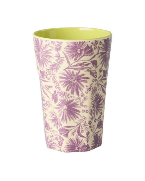 Vaso de melamina alto - flores moradas