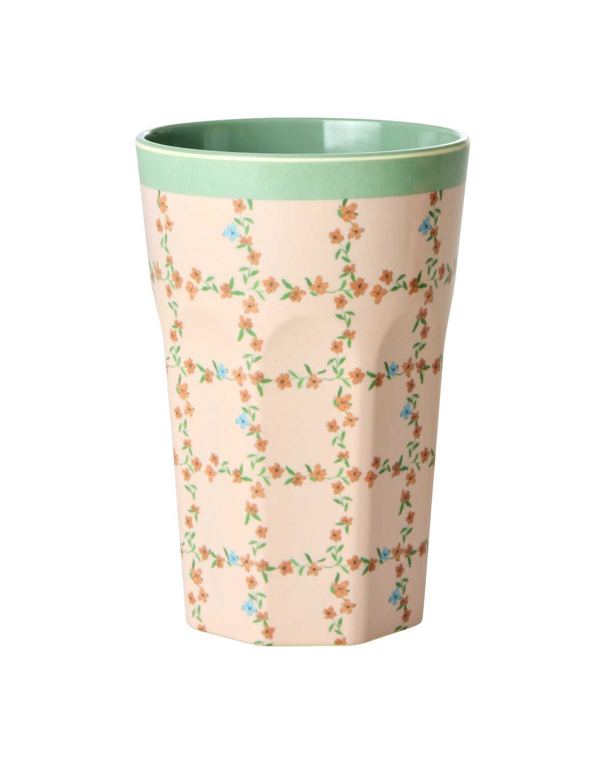 Vaso de melamina alto - stencil cuadros de flores