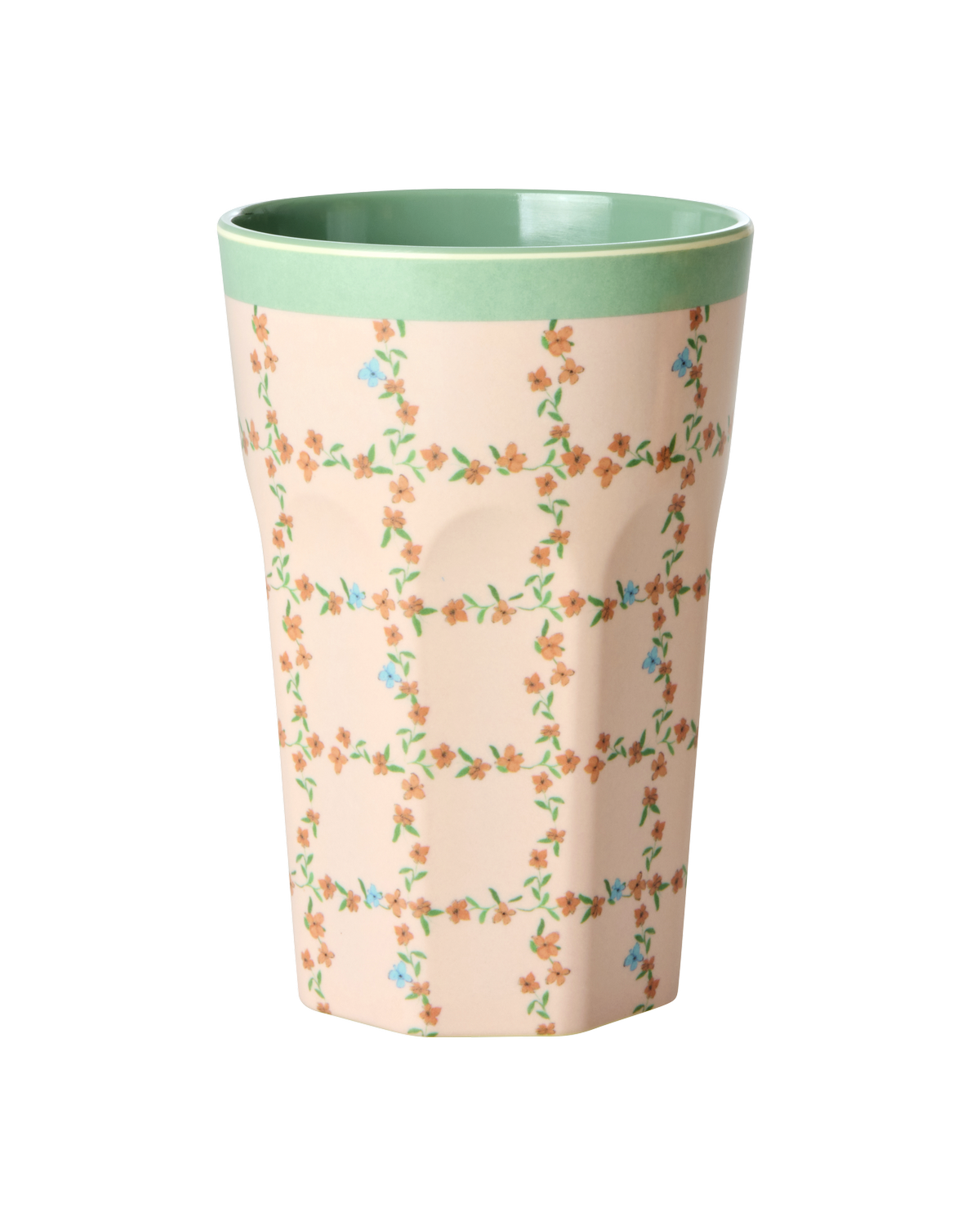 Vaso de melamina alto - stencil cuadros de flores