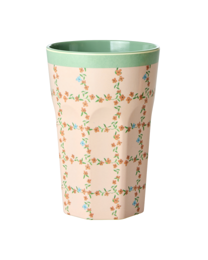 Vaso de melamina alto - stencil cuadros de flores