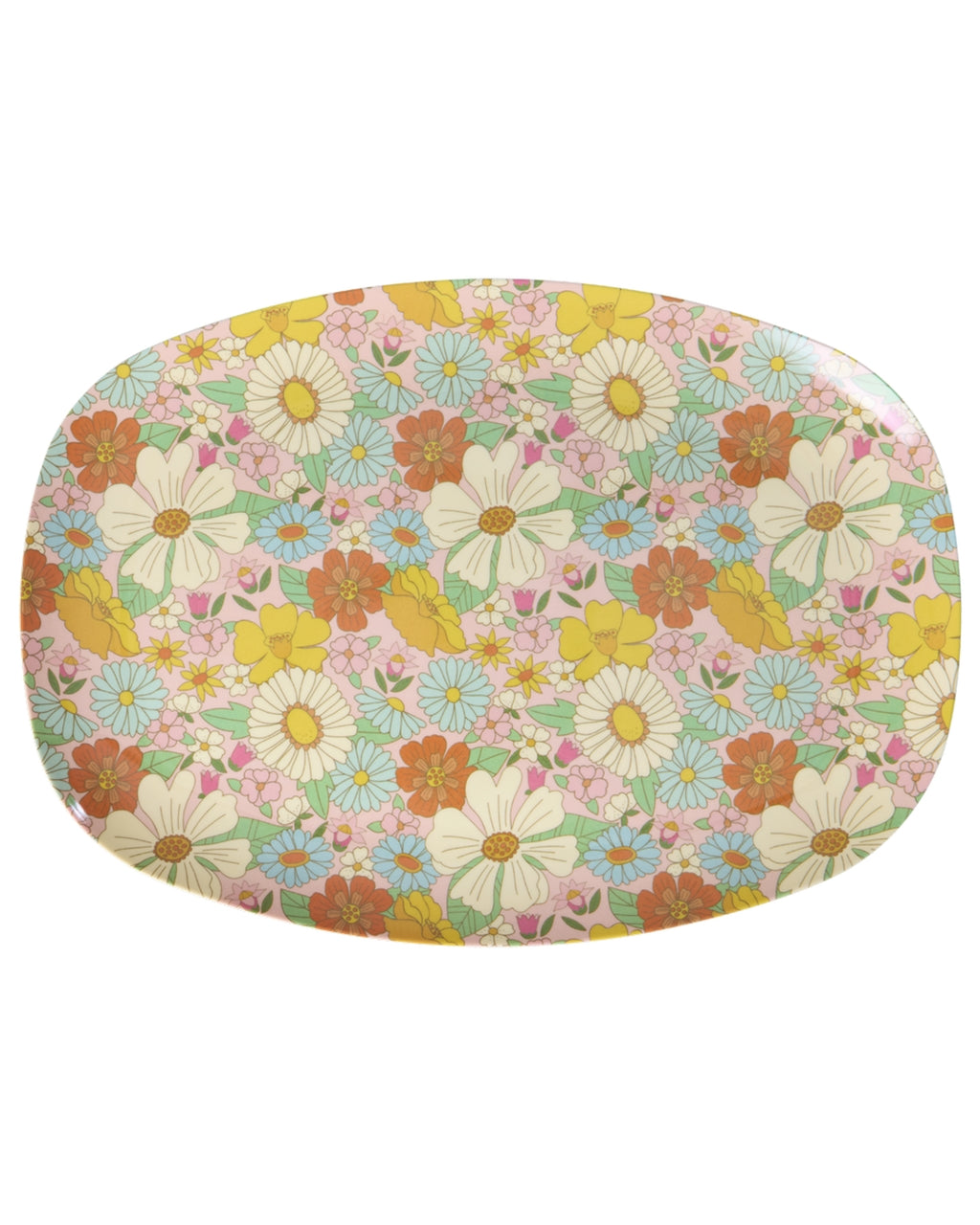 Plato de melamina rectangular - flower power