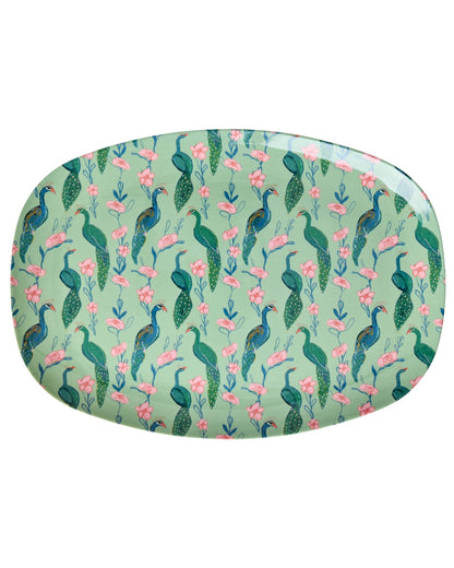 Plato de melamina rectangular - pavo real turquesa