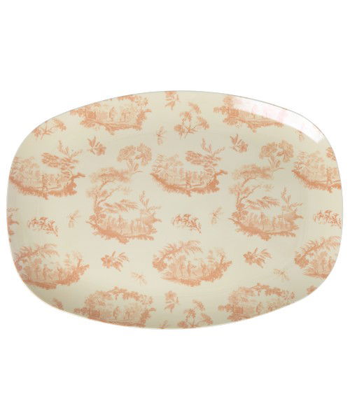 Plato de melamina rectangular - toile de jouy
