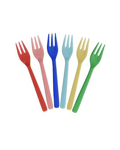 Pack 6 tenedores melamina - colores primarios