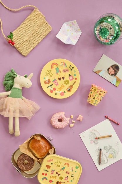 Plato de melamina redondo - unicornios