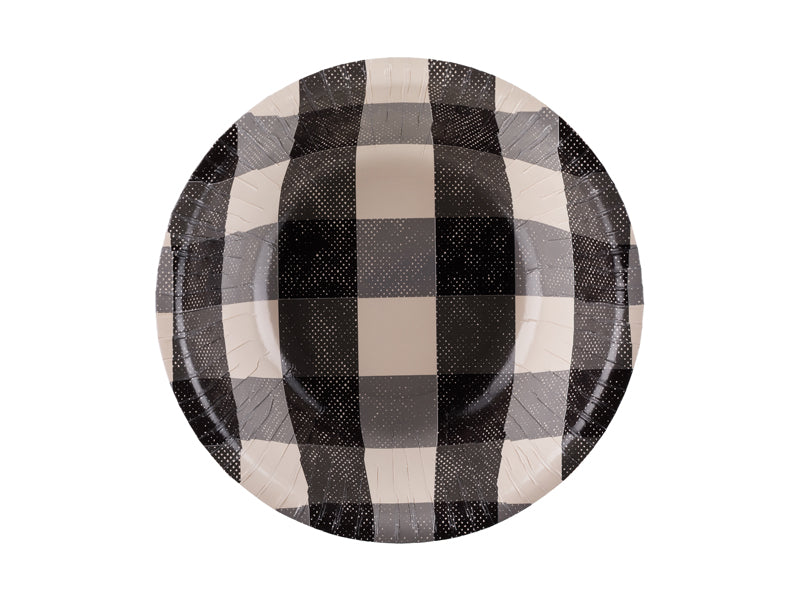 Bowls de papel cuadros cuadros negros y beige