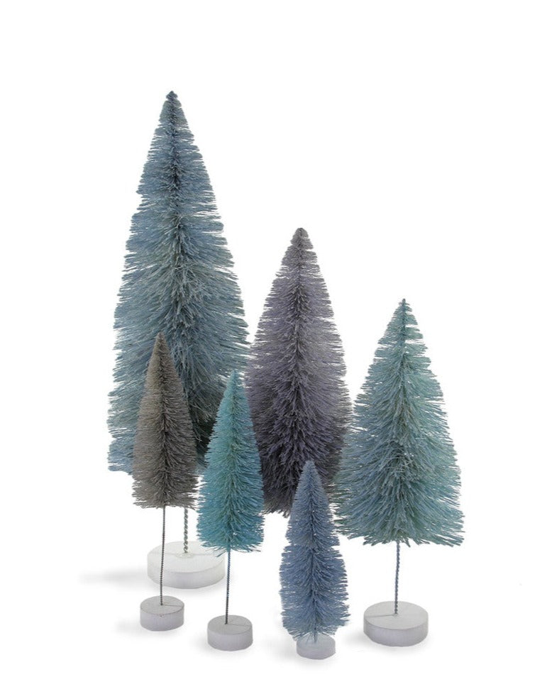 Set 6 árboles de rafia 20 a 40 cm - azul grisáceo