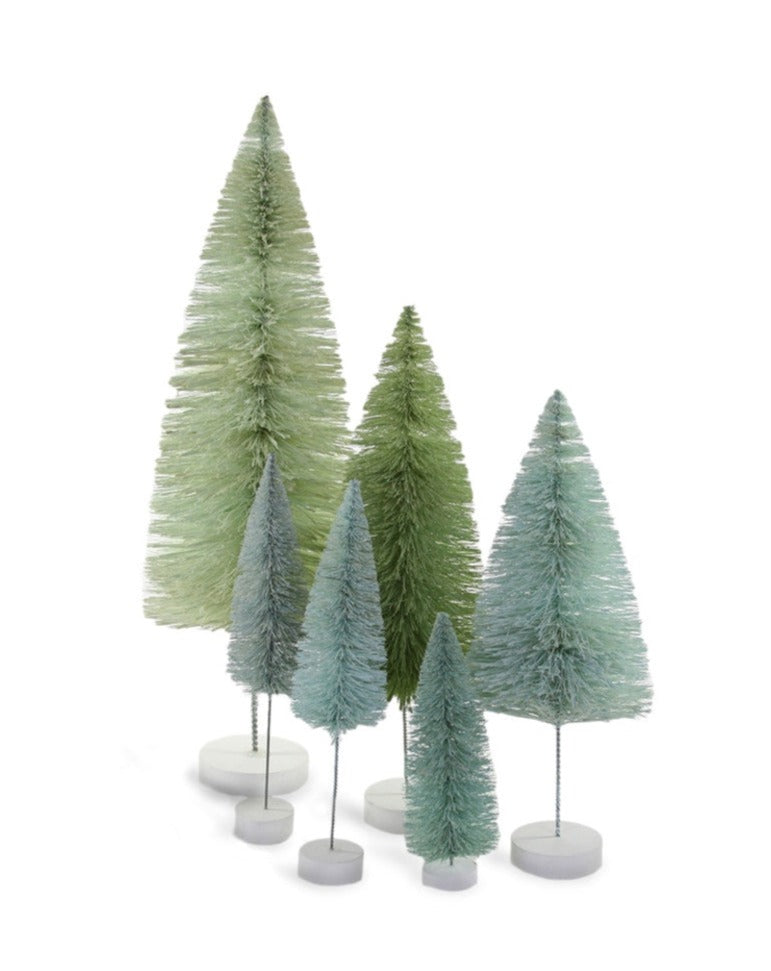 Set 6 árboles de rafia 20 a 40 cm - verde grisáceo