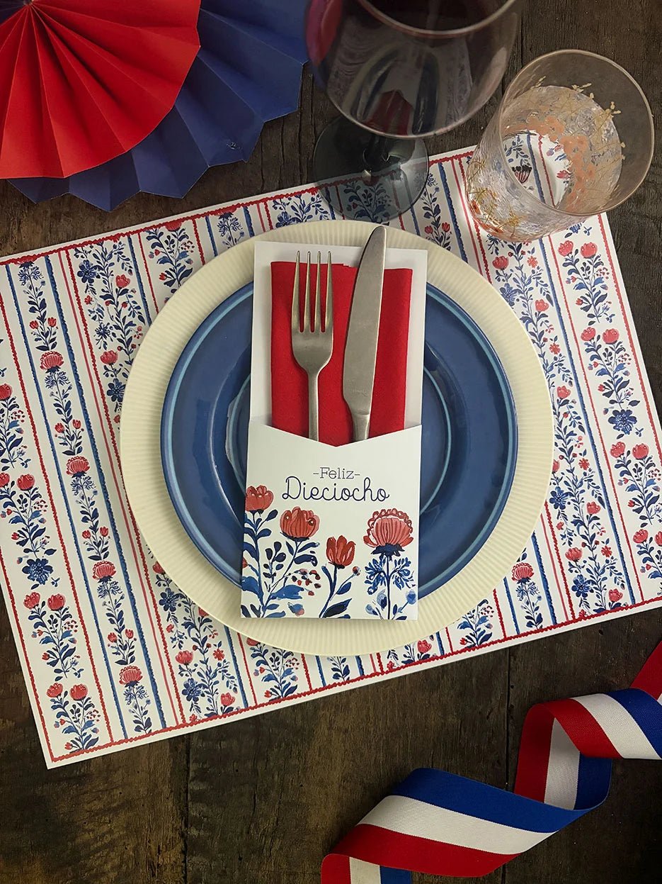 Individuales y porta cubiertos - flores tricolor