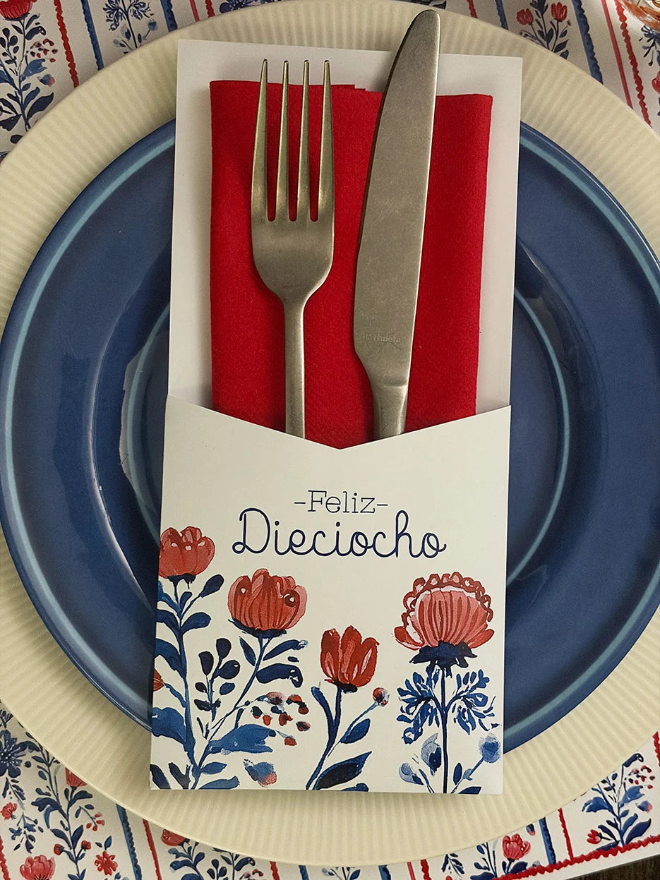 Individuales y porta cubiertos - flores tricolor