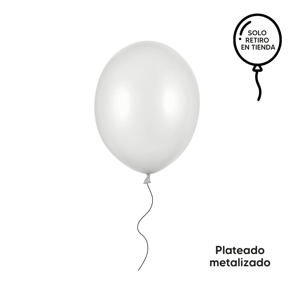 Globo 30cm inflado con helio - blancos y metalizados (elige el color)
