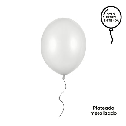 Globo 30cm inflado con helio - blancos y metalizados (elige el color)