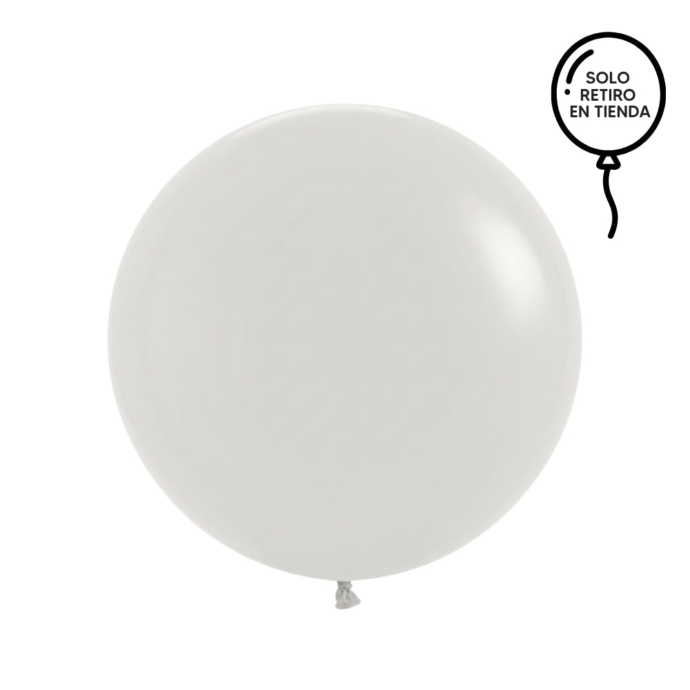 Globo XL 50 cm inflado con helio, cola de telas y peso - CREMA