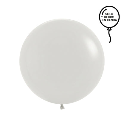 Globo XL 50 cm inflado con helio, cola de telas y peso - CREMA