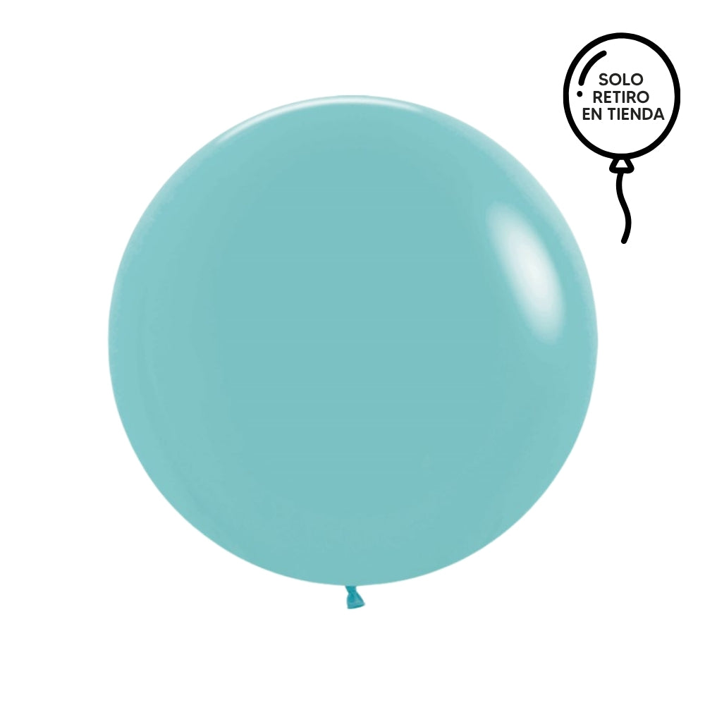 Globo XL 50 cm inflado con helio, cola de telas y peso - AGUAMARINA