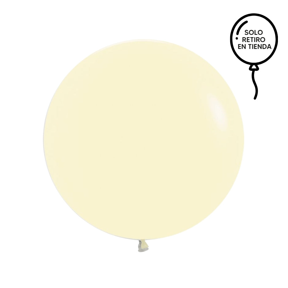 Globo XL 50 cm inflado con helio, cola de telas y peso - AMARILLO PASTEL