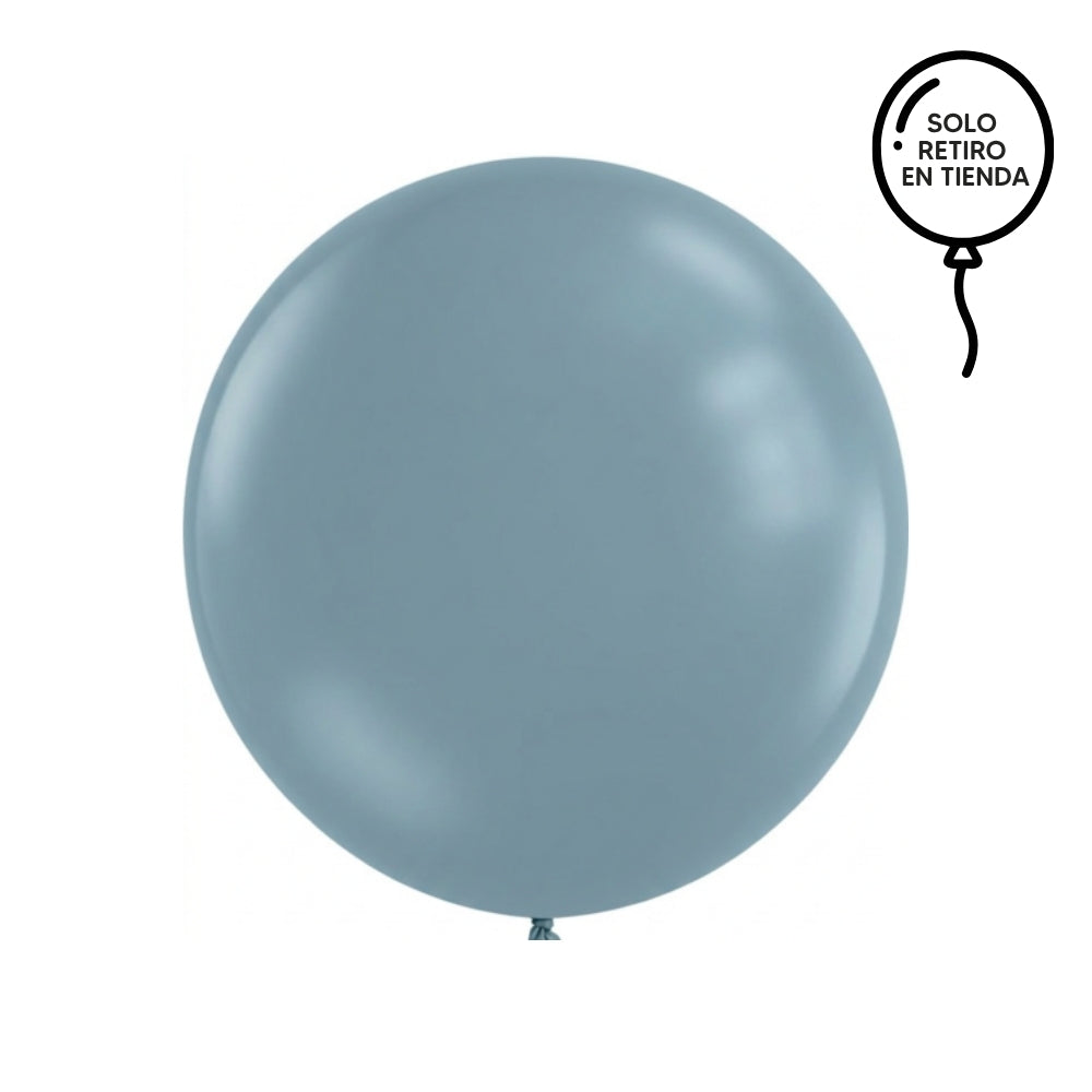 Globo XL 50 cm inflado con helio, cola de telas y peso - AZUL MATE