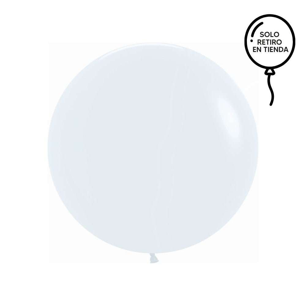 Globo XL 50 cm inflado con helio, cola de telas y peso - BLANCO