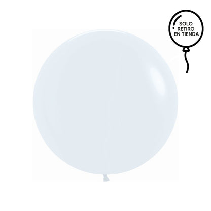 Globo XL 50 cm inflado con helio, cola de telas y peso - BLANCO