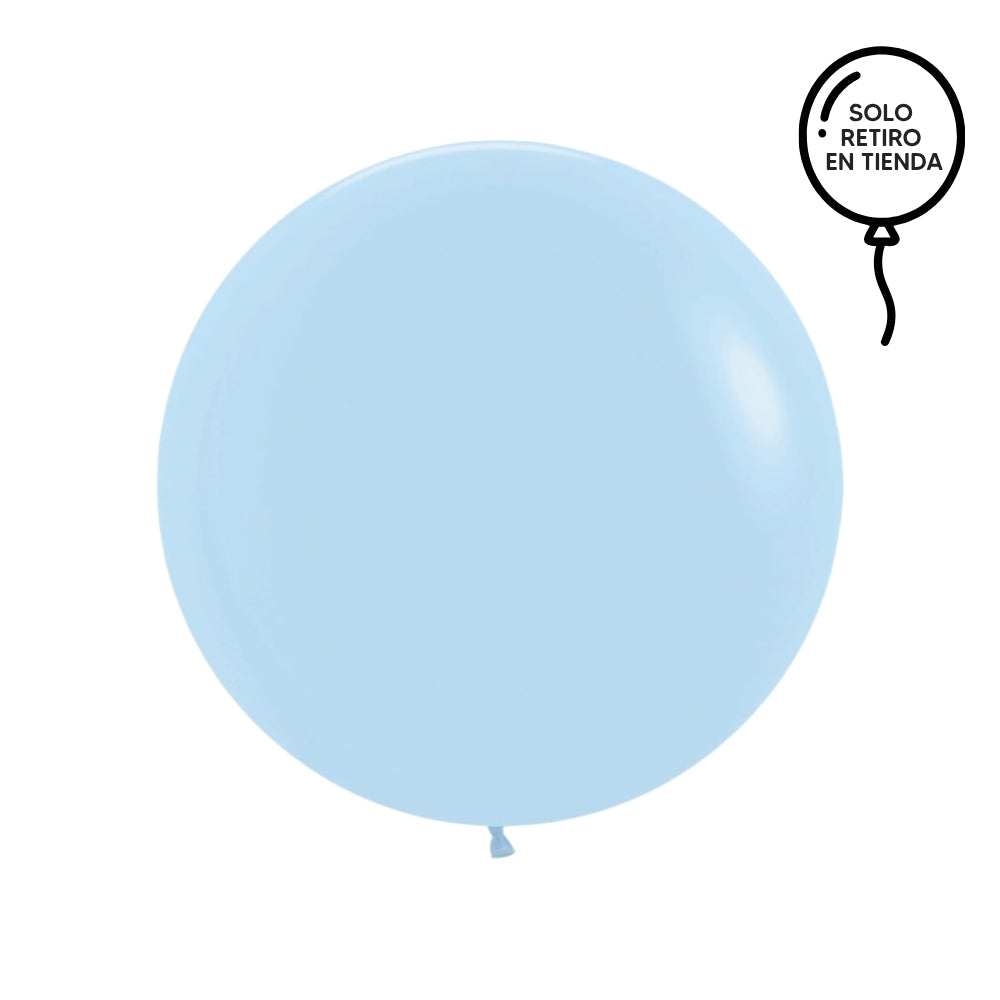 Globo XL 50 cm inflado con helio, cola de telas y peso - CELESTE PASTEL