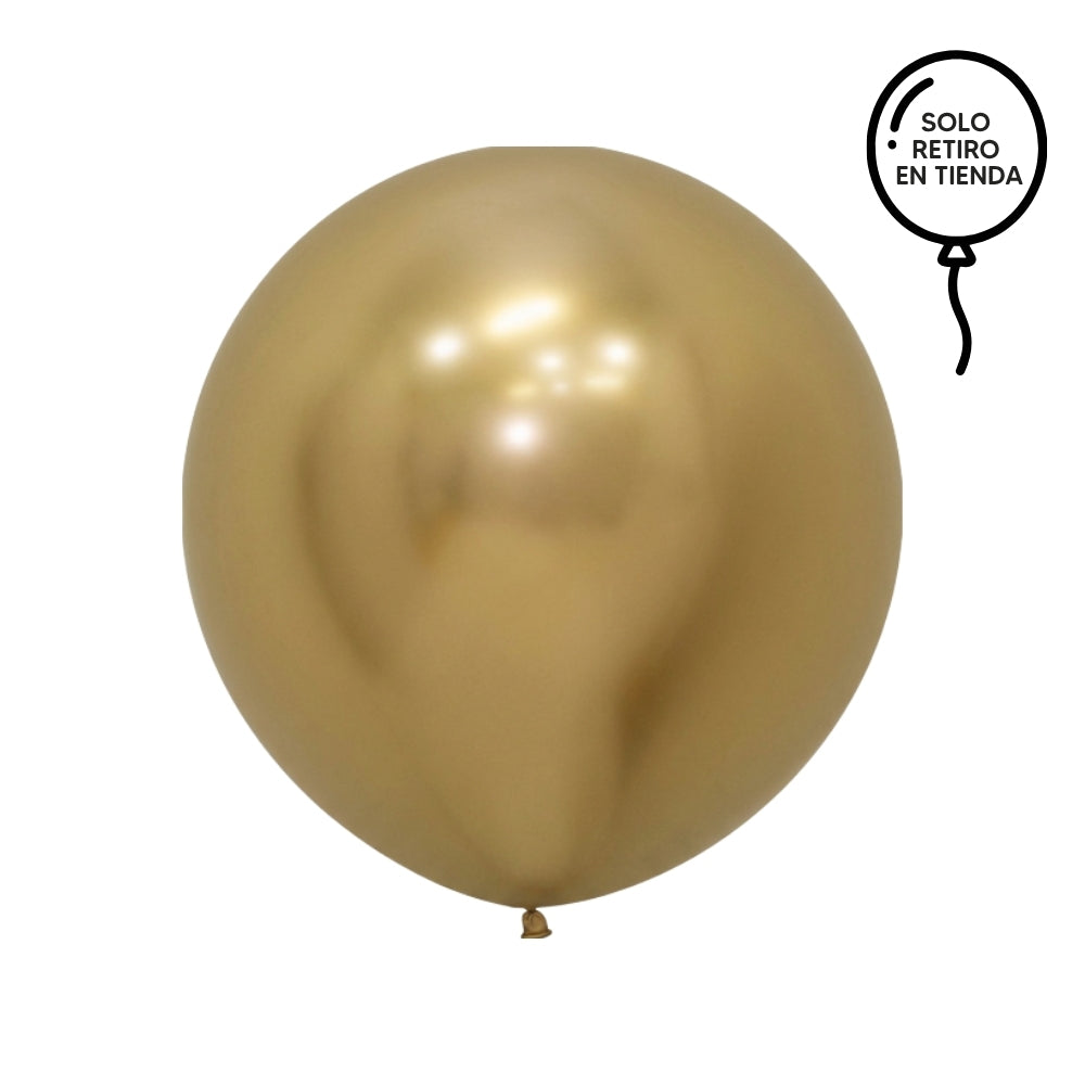 Globo XL 50 cm inflado con helio, cola de telas y peso - DORADO