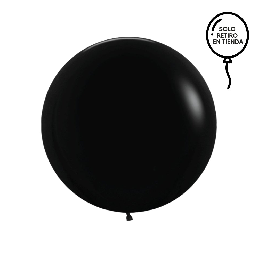 Globo XL 50 cm inflado con helio, cola de telas y peso - NEGRO