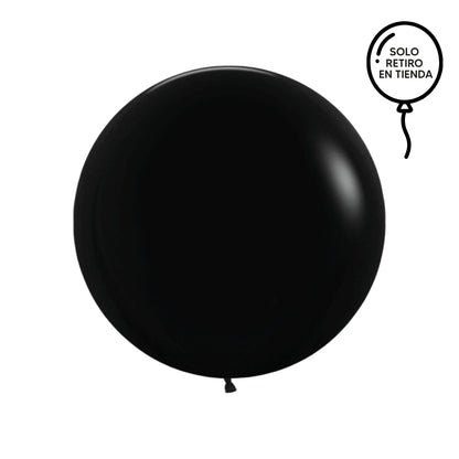 Globo XL 50 cm inflado con helio, cola de telas y peso - NEGRO