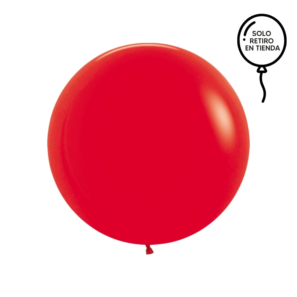 Globo XL 50 cm inflado con helio, cola de telas y peso - ROJO
