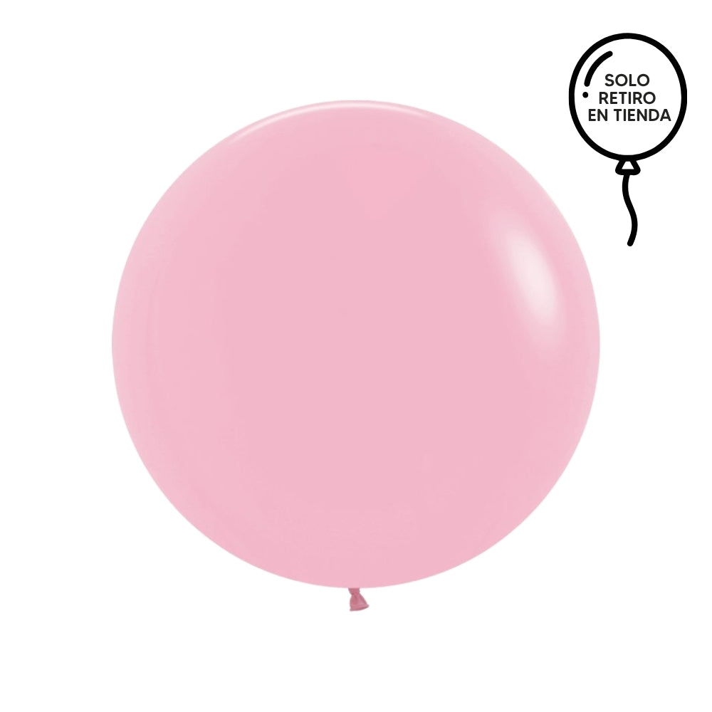 Globo XL 50 cm inflado con helio, cola de telas y peso - ROSADO