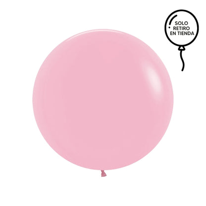 Globo XL 50 cm inflado con helio, cola de telas y peso - ROSADO