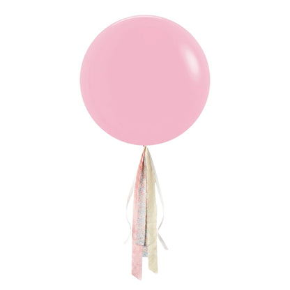 Globo XL 50 cm inflado con helio, cola de telas y peso - ROSADO