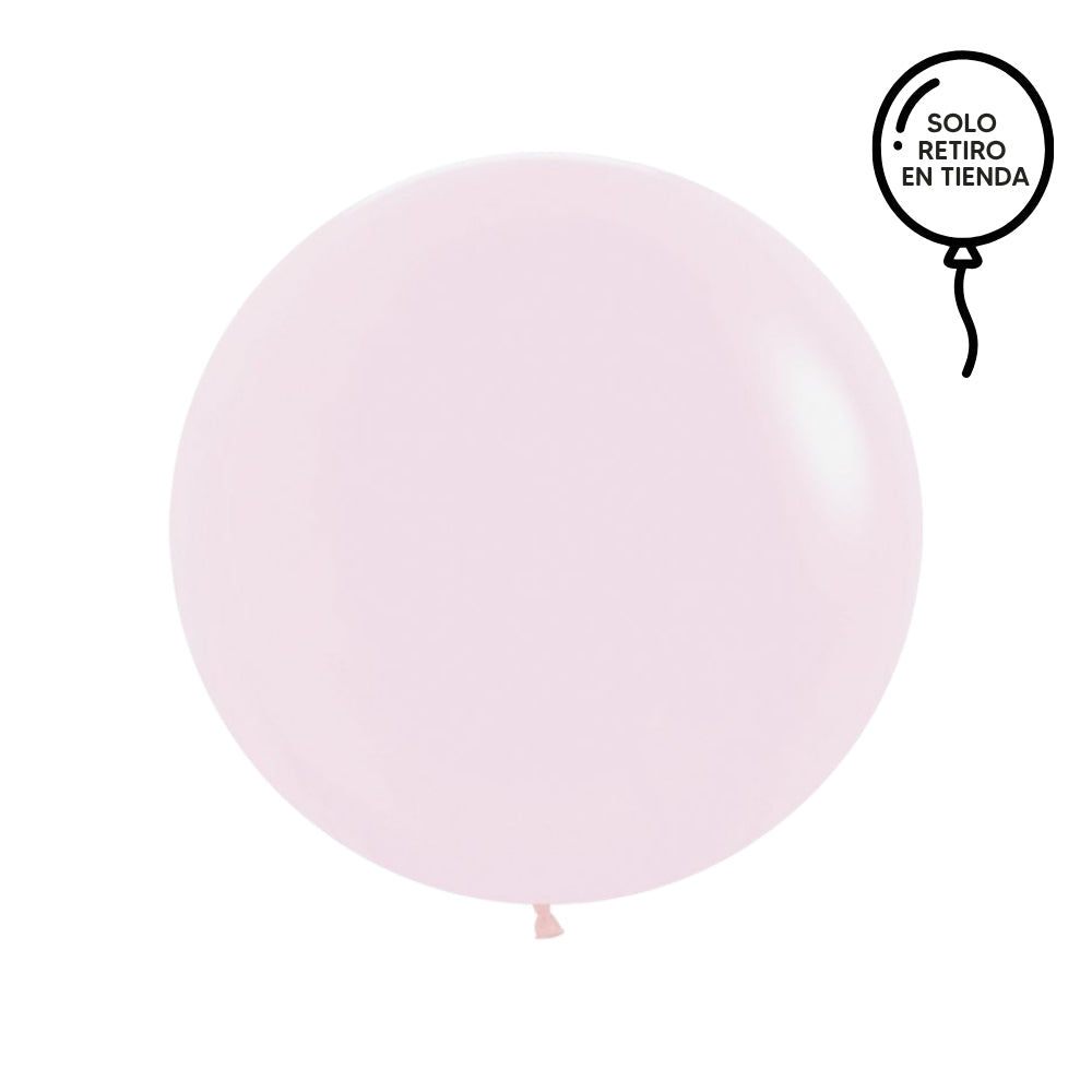 Globo XL 50 cm inflado con helio, cola de telas y peso - ROSADO PASTEL
