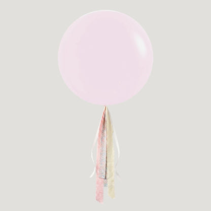 Globo XL 50 cm inflado con helio, cola de telas y peso - ROSADO PASTEL