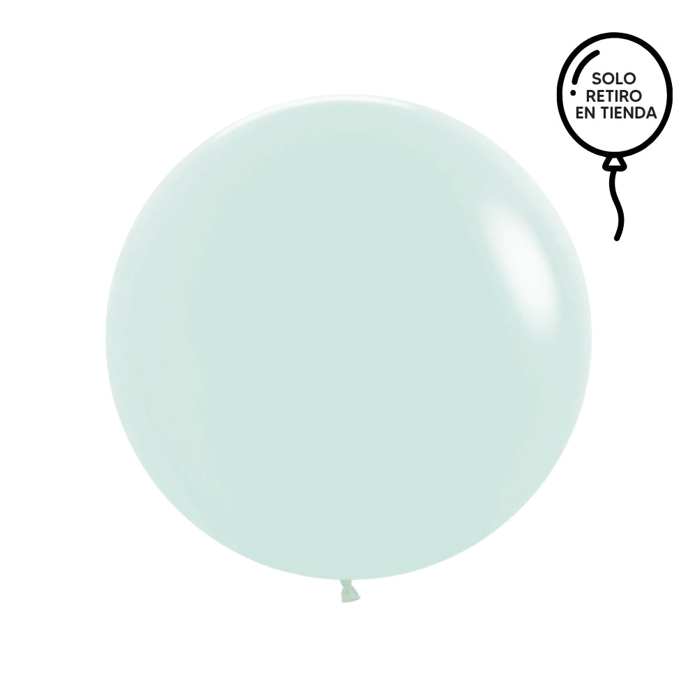 Globo XL 50 cm inflado con helio, cola de telas y peso - VERDE PASTEL