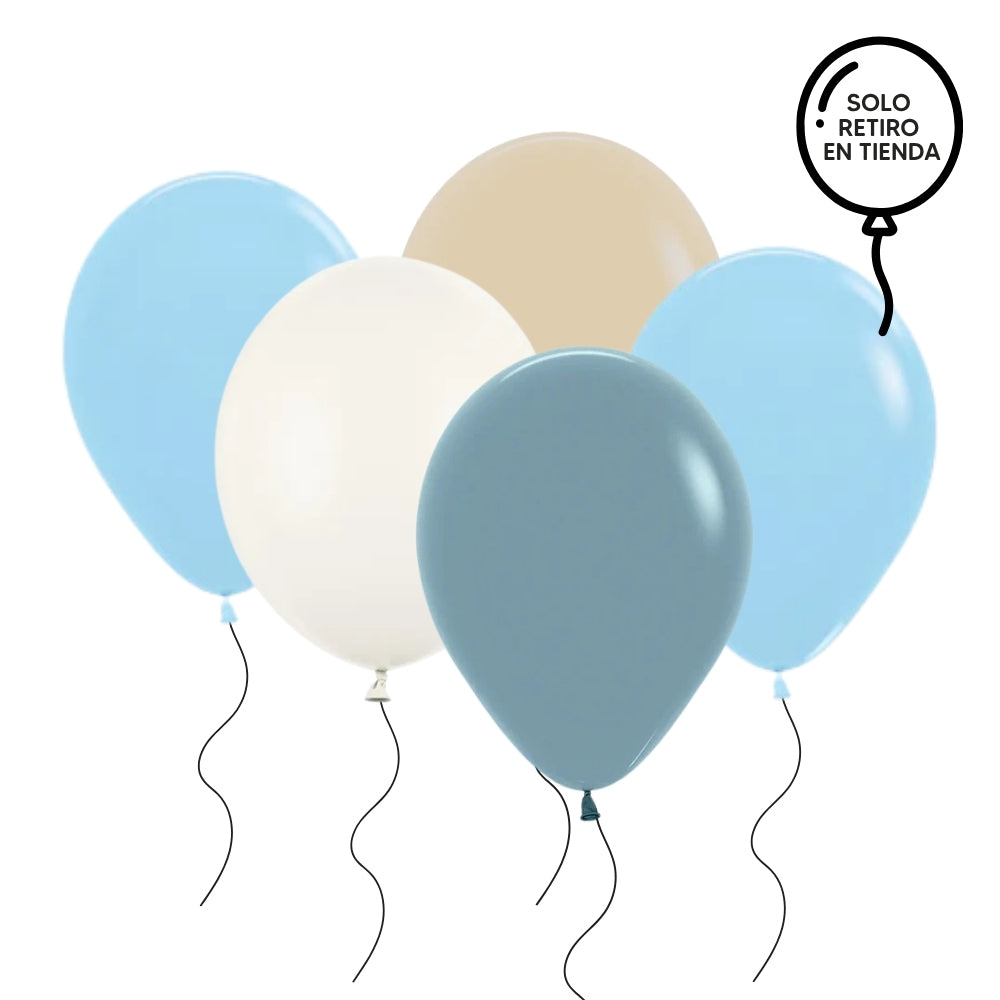 Ramo de globos inflados con helio - baby blue