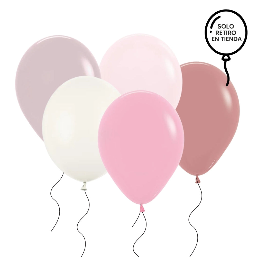 Ramo de globos inflados con helio - baby pink