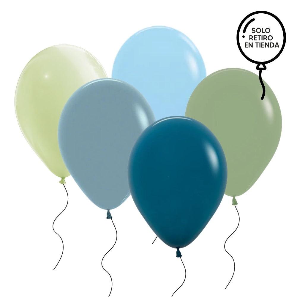 Ramo de globos inflados con helio - brisa marina