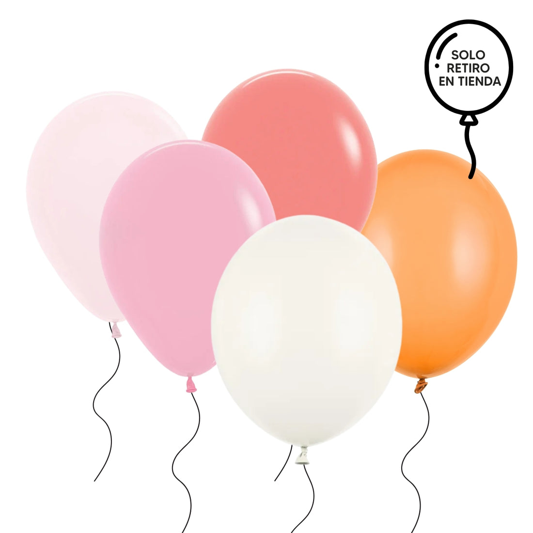 Ramo de globos inflados con helio - jugo de naranja